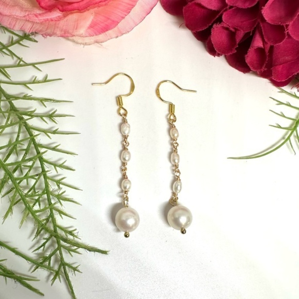NEW⚜️Freshwater Pearl Beaded Hand Linked Earrings